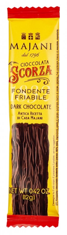 Scorza Cioccolata d`anatra fondente 60%, finissimo cioccolato extra fondente, Majani