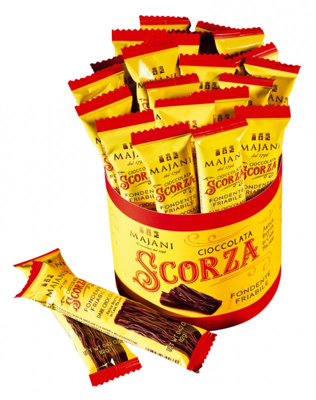 Scorza Cioccolata d`anatra fondente 60%, finissimo cioccolato extra fondente, Majani