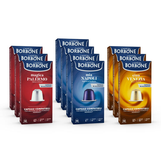 CAFFÈ BORBONE CAPSULA COMPATIBILE NESPRESSO ALLUMINIO KIT DEGUSTAZIONE