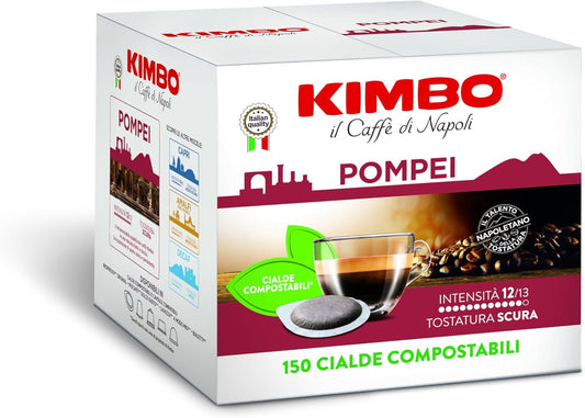 Caffè Kimbo Pompei 150 Cialde , Intensità 12/13, Tostatura Scura